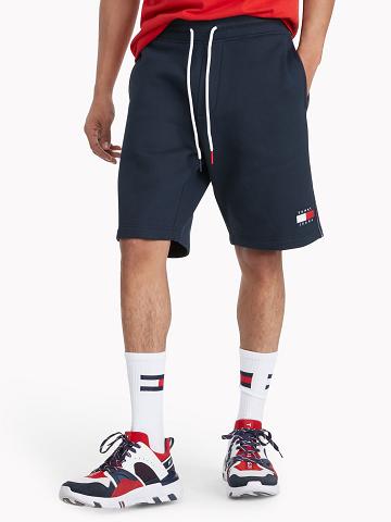 Férfi Tommy Hilfiger Drawstring fleece Rövidnadrág Sötétkék | HU 980XYU